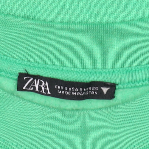 Zara Womens Green Crew Neck Pullover Sweatshirt Size S