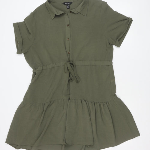 New Look Women’s Green Shirt Dress Size 18 Short Sleeve Collared