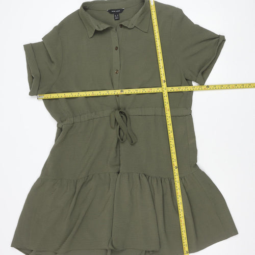 New Look Women’s Green Shirt Dress Size 18 Short Sleeve Collared