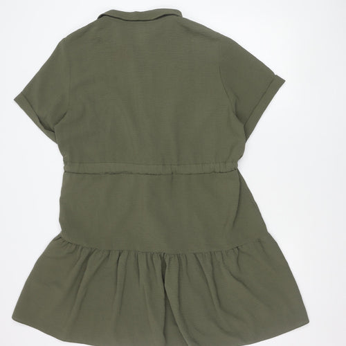 New Look Women’s Green Shirt Dress Size 18 Short Sleeve Collared