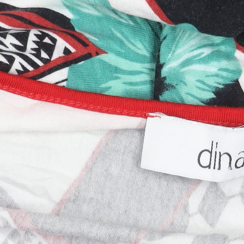 Dina Women’s Black White Red Green Floral Geometric Shift Dress Size 4