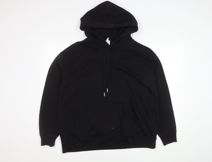 Women's Black Small Pullover Hoodie Cotton Blend Casual