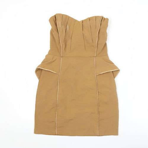 TFNC London Women’s Beige Strapless Bodycon Dress Size S