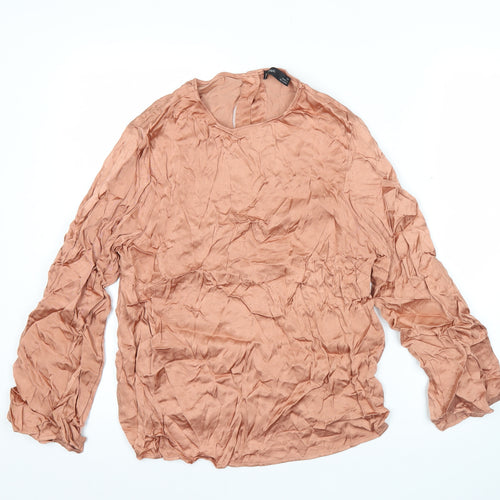Marks and Spencer Women’s Brown Viscose Blouse Size 14 Long Sleeve