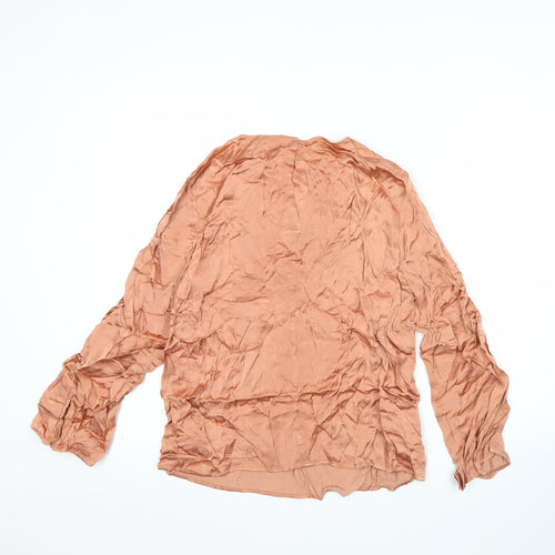 Marks and Spencer Women’s Brown Viscose Blouse Size 14 Long Sleeve