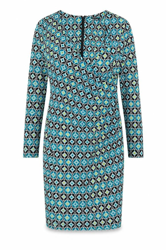Episode Women’s Blue Geometric Bodycon Dress UK 14 Knee Length
