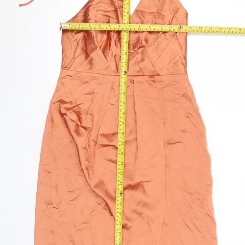 Misspap Women’s Orange Halter Neck Slip Dress Size 10 Short Summer