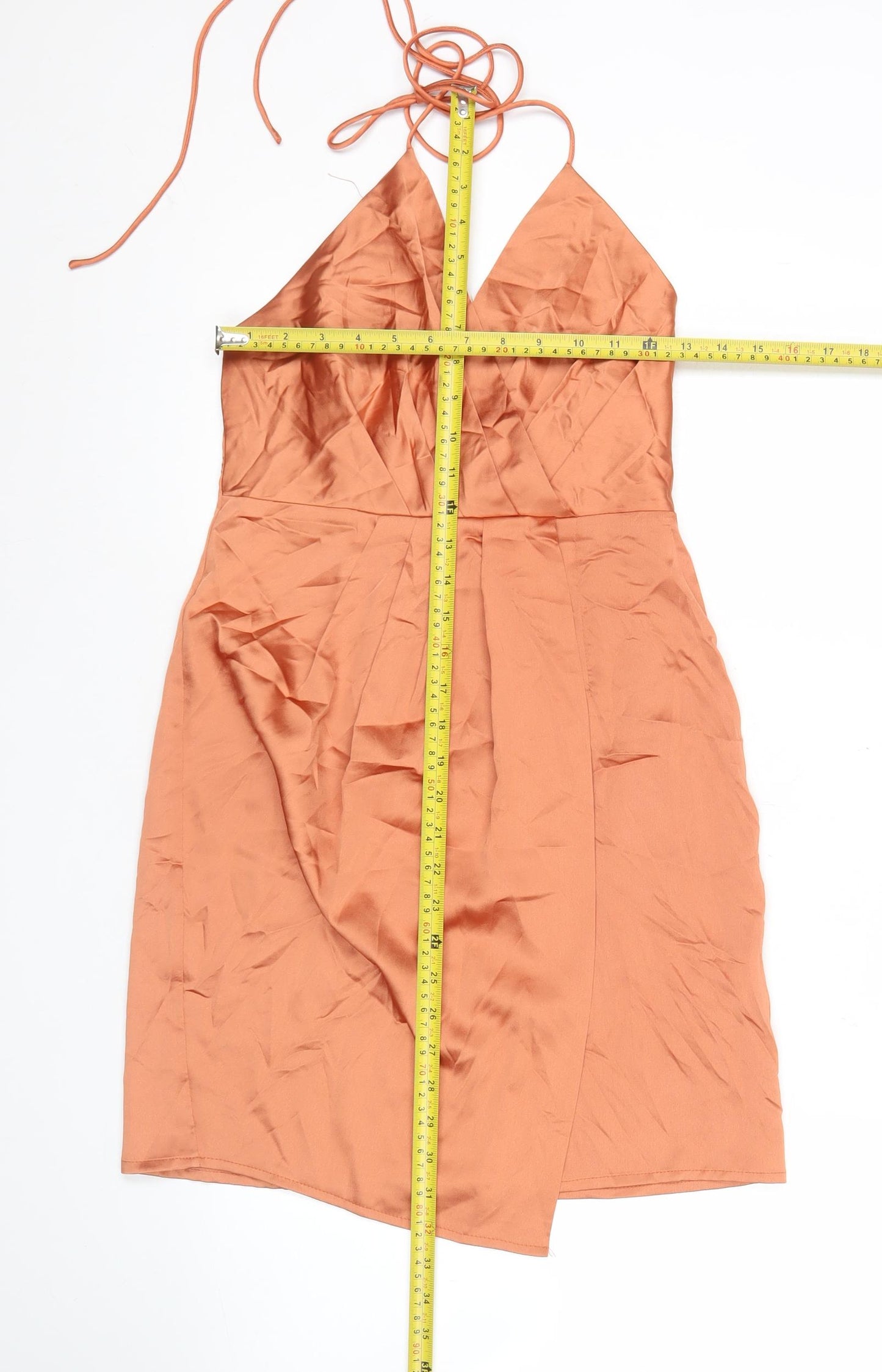 Misspap Women’s Orange Halter Neck Slip Dress Size 10 Short Summer