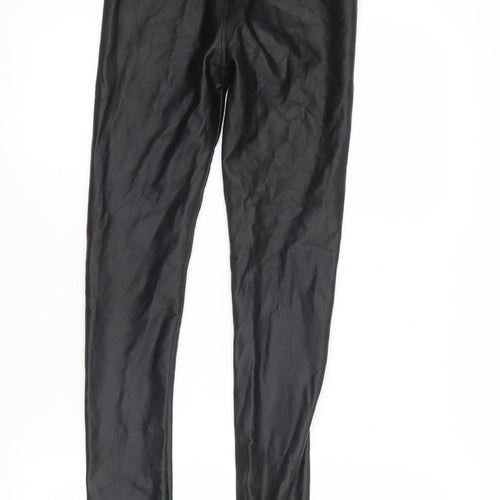 Outrageous Fortune Womens Black Faux Leather Leggings Size 6