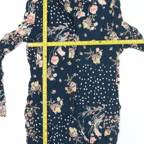 Marks and Spencer Womens Blue Floral Blouse UK 12 Long Sleeve Tunic