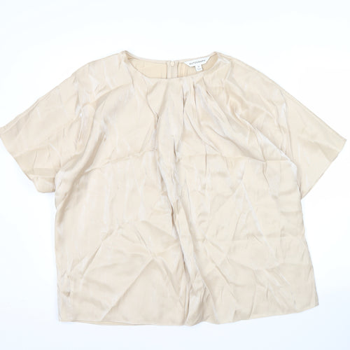 Marks and Spencer Womens Beige Size 14 Blouse Round Neck Short Sleeve