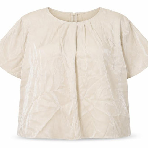 Marks and Spencer Womens Beige Size 14 Blouse Round Neck Short Sleeve