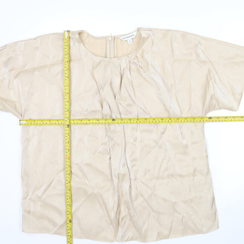 Marks and Spencer Womens Beige Size 14 Blouse Round Neck Short Sleeve