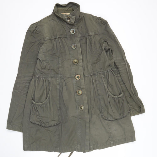 Miss Selfridge Womens Green Cotton Military Jacket Coat Size 14