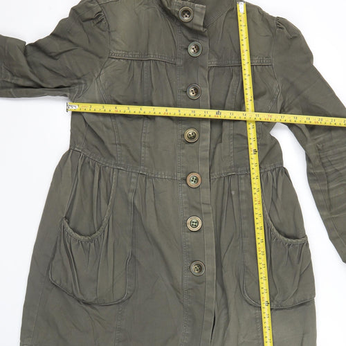 Miss Selfridge Womens Green Cotton Military Jacket Coat Size 14