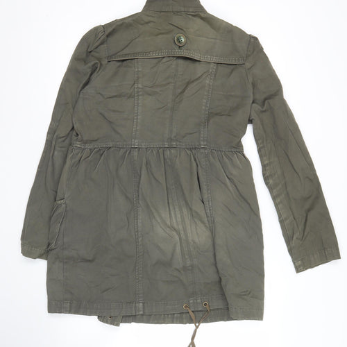 Miss Selfridge Womens Green Cotton Military Jacket Coat Size 14
