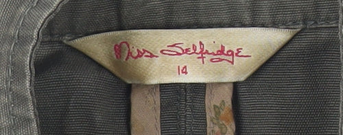Miss Selfridge Womens Green Cotton Military Jacket Coat Size 14