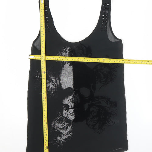 Rock & Republic Womens Black XS Sleeveless Skull Studded Tank Top