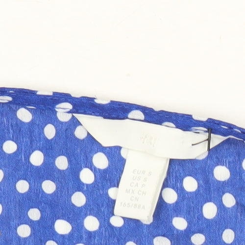 H&M Women’s Blue Polka Dot Wrap Blouse Size 8 Puff Sleeve