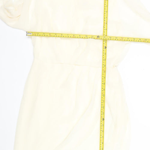 River Island Women’s Ivory Shift Dress Size 12 Knee Length Long Sleeve
