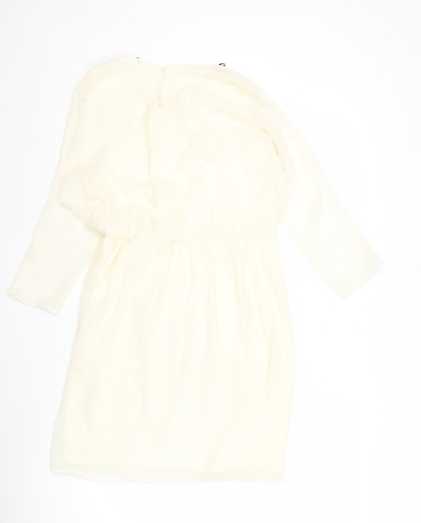 River Island Women’s Ivory Shift Dress Size 12 Knee Length Long Sleeve