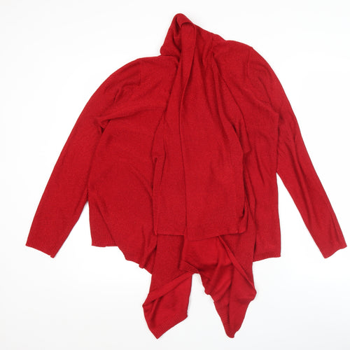 Bm Women’s Red Wrap Cardigan Jumper Size M Acrylic Knit