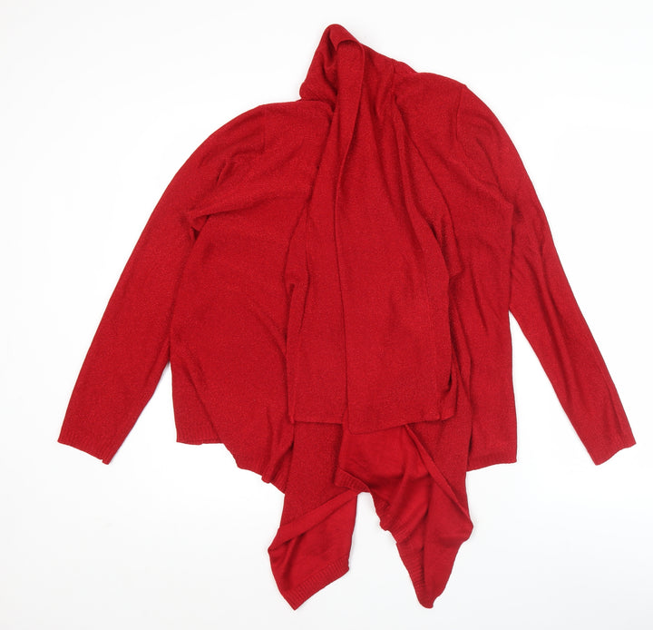 Bm Women’s Red Wrap Cardigan Jumper Size M Acrylic Knit