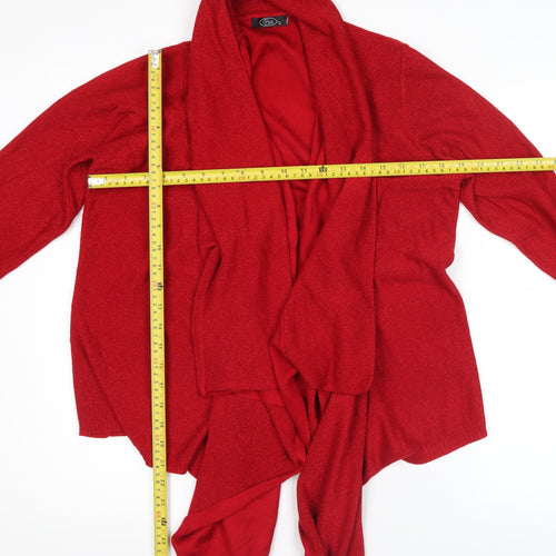 Bm Women’s Red Wrap Cardigan Jumper Size M Acrylic Knit