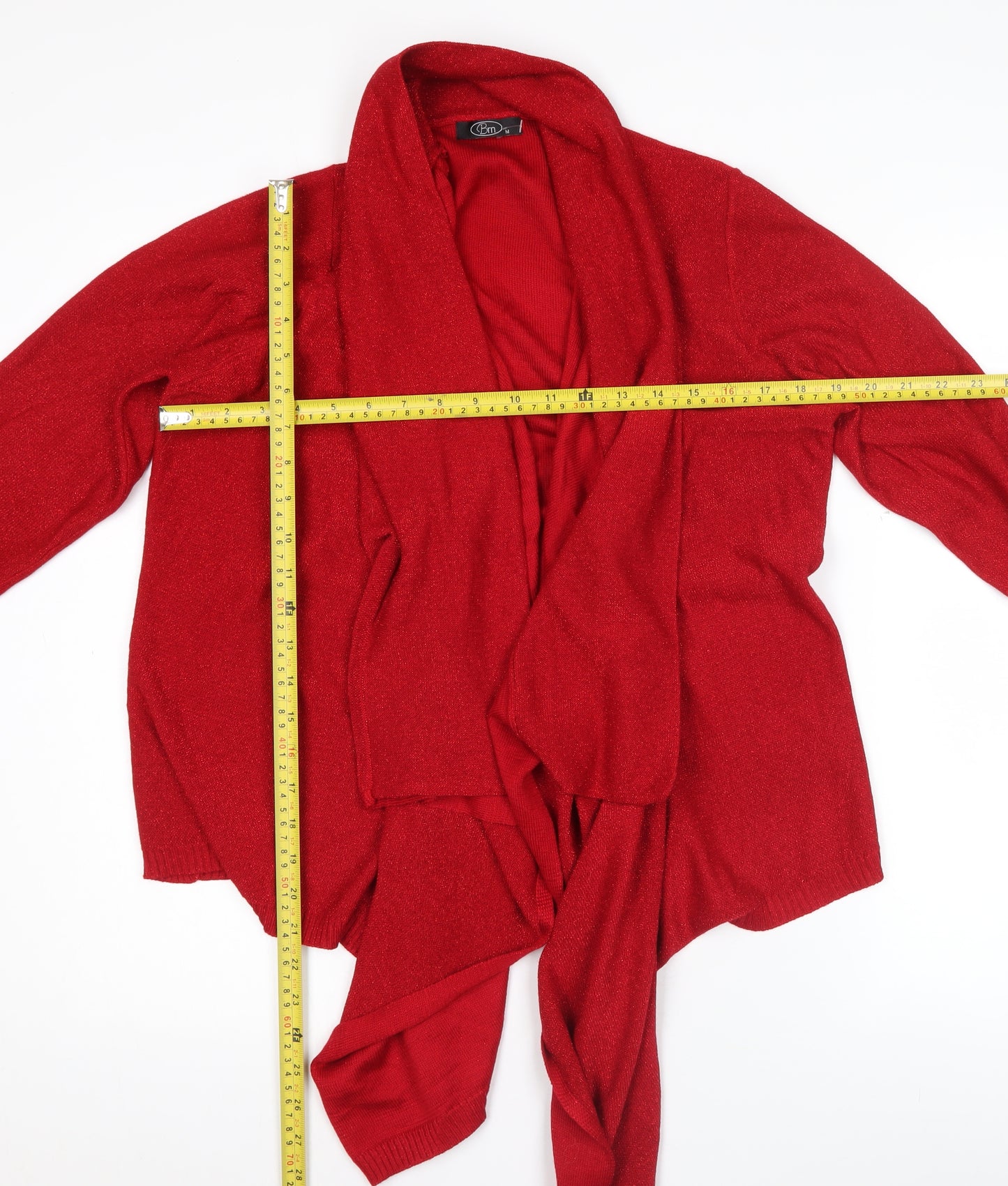 Bm Women’s Red Wrap Cardigan Jumper Size M Acrylic Knit