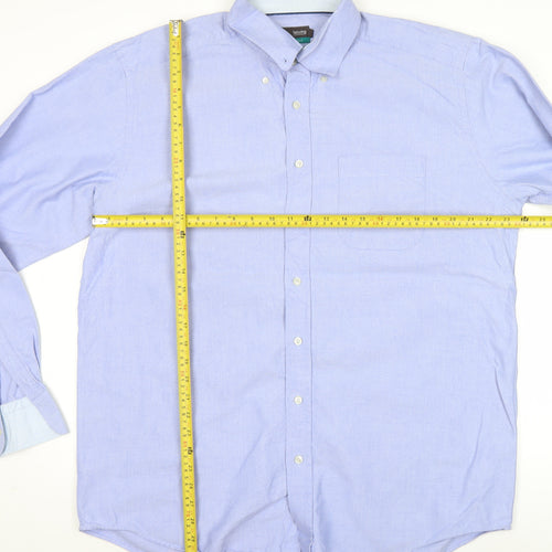 Marks and Spencer Men’s Blue Oxford Shirt 17in Collar Long Sleeve Classic Fit