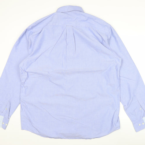 Marks and Spencer Men’s Blue Oxford Shirt 17in Collar Long Sleeve Classic Fit
