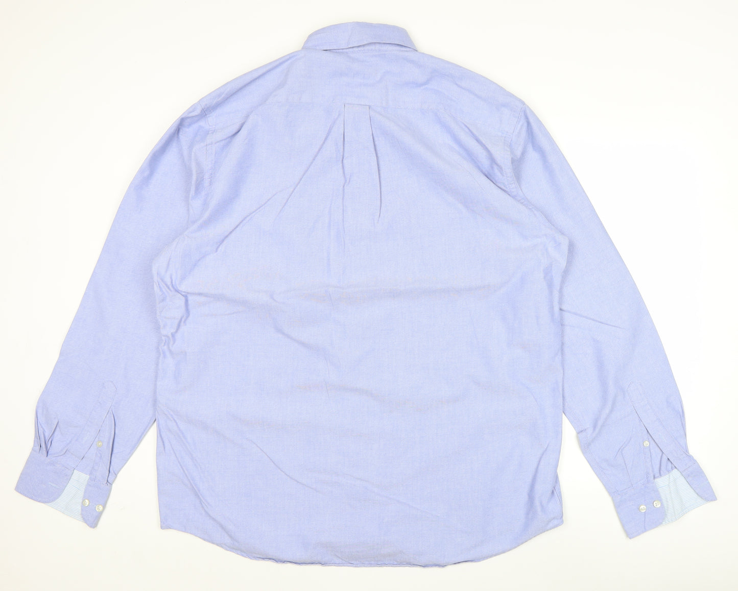 Marks and Spencer Men’s Blue Oxford Shirt 17in Collar Long Sleeve Classic Fit