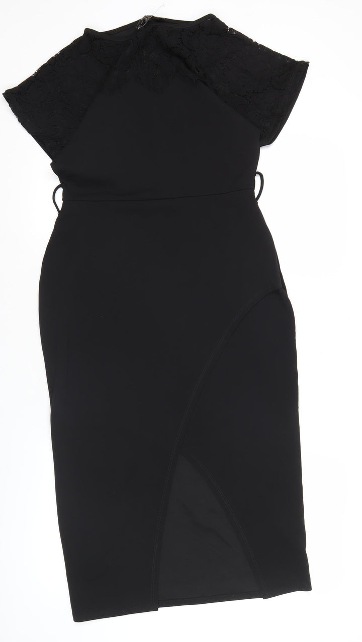 Lipsy Women’s Black Lace Sheath Dress Size 10 Cocktail Knee Length