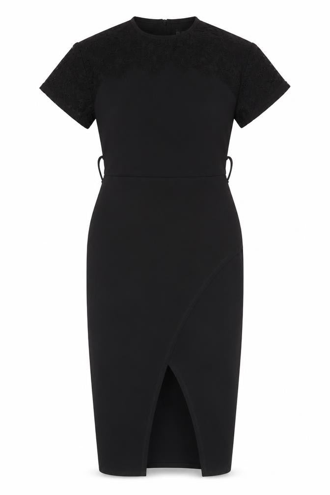 Lipsy Women’s Black Lace Sheath Dress Size 10 Cocktail Knee Length
