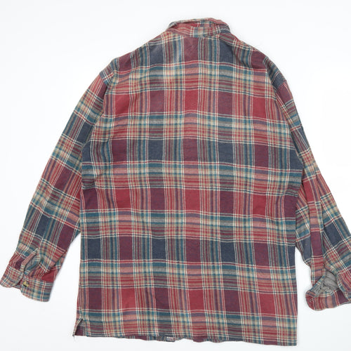The Trader Jeans Company Men's Red Plaid Flannel Button-Up Shirt M