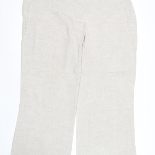 Wallis Women’s Beige Linen Blend Straight Leg Trousers Size 16