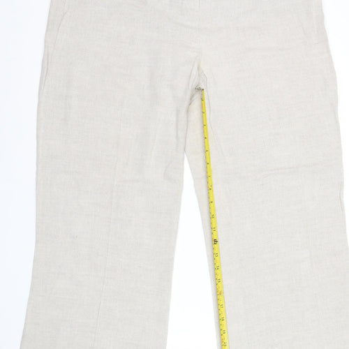 Wallis Women’s Beige Linen Blend Straight Leg Trousers Size 16