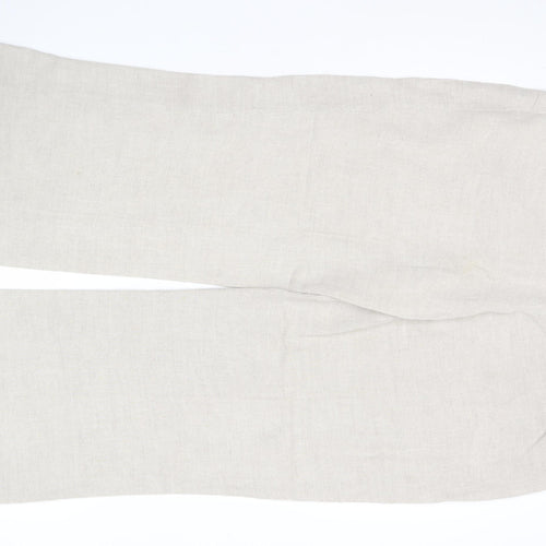 Wallis Women’s Beige Linen Blend Straight Leg Trousers Size 16
