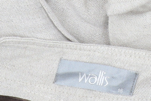 Wallis Women’s Beige Linen Blend Straight Leg Trousers Size 16