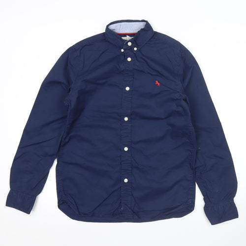 L.O.G.G Boys Blue Button-Down Cotton Shirt 13 Years Long Sleeve