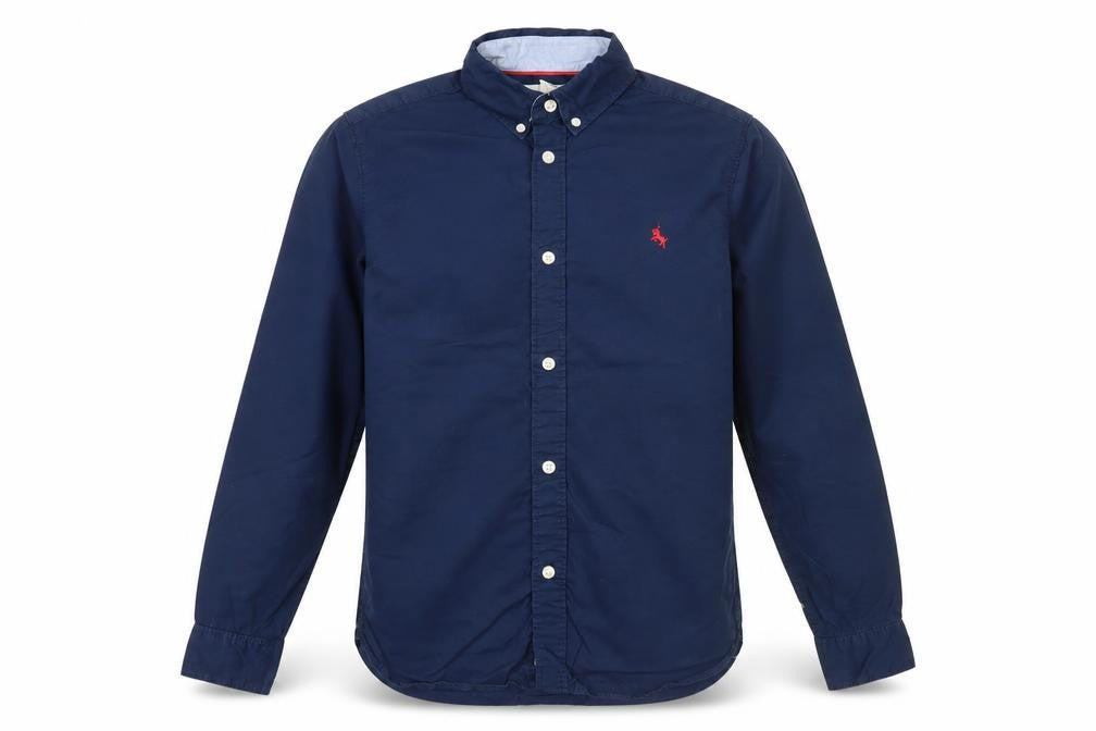 L.O.G.G Boys Blue Button-Down Cotton Shirt 13 Years Long Sleeve