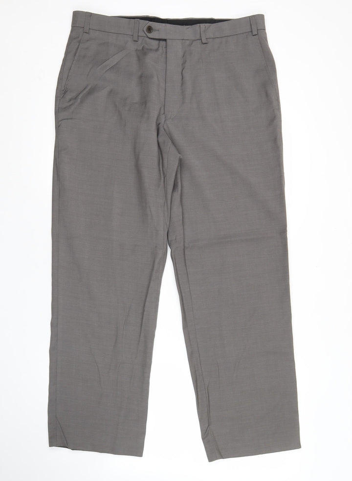 Marks and Spencer Men's Beige Wool Dress Trousers 36W 29L Classic Fit
