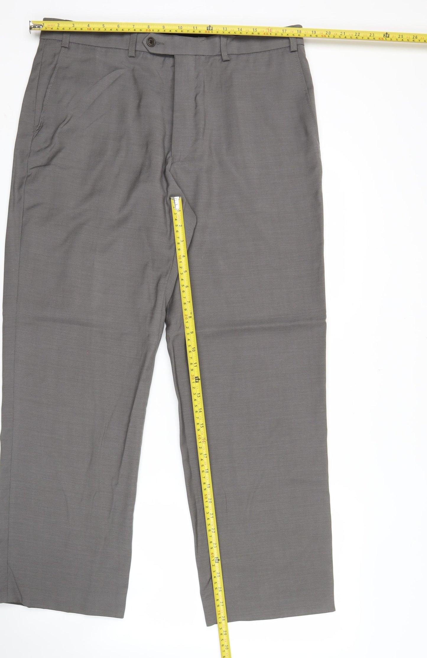 Marks and Spencer Men's Beige Wool Dress Trousers 36W 29L Classic Fit