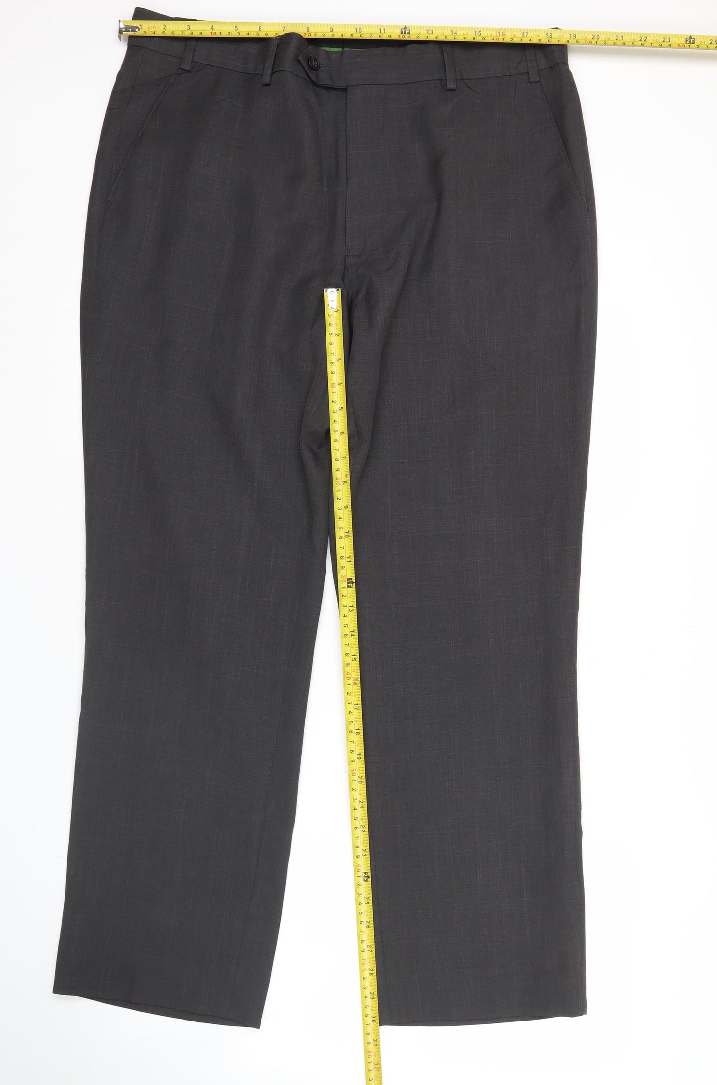 F&F Men’s Black Dress Pants Size 38x31 Regular Fit Trousers