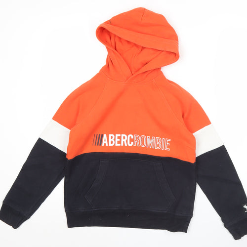 Abercrombie Kids Boys Orange Black Colourblock Pullover Hoodie 9 Years