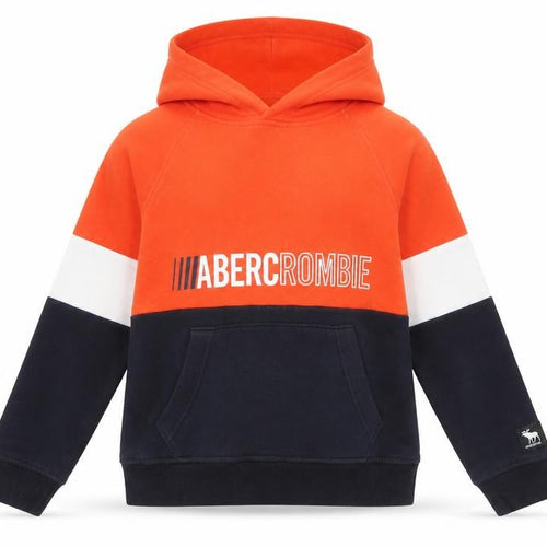 Abercrombie Kids Boys Orange Black Colourblock Pullover Hoodie 9 Years