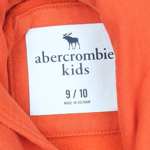 Abercrombie Kids Boys Orange Black Colourblock Pullover Hoodie 9 Years