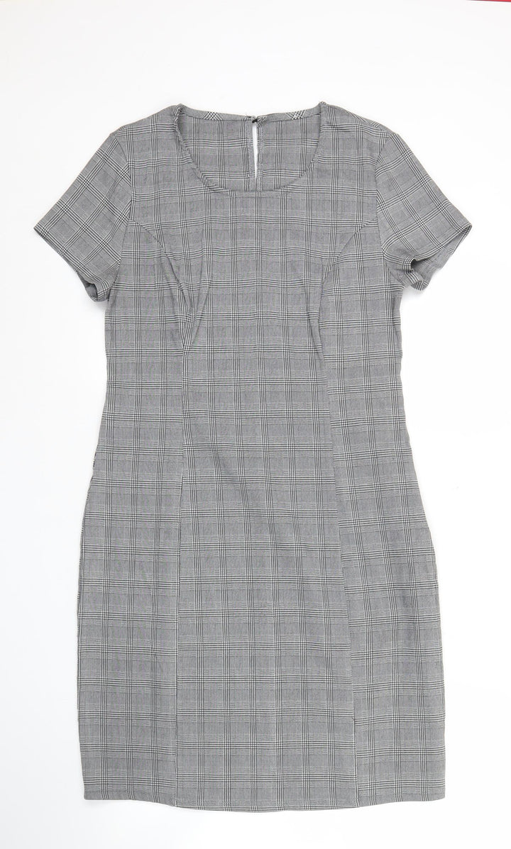 Apricot Women’s Grey Check Sheath Dress Size 12 Workwear