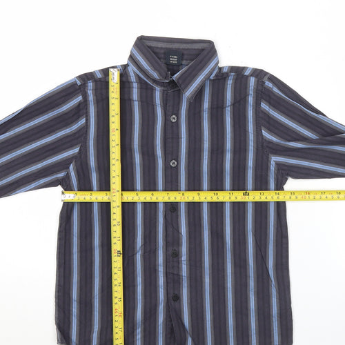 Next Boys Blue Striped Button-Up Long Sleeve Shirt 6 Years Cotton