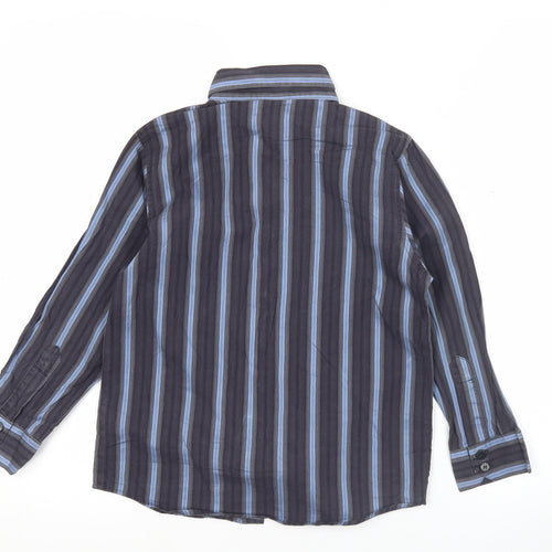 Next Boys Blue Striped Button-Up Long Sleeve Shirt 6 Years Cotton